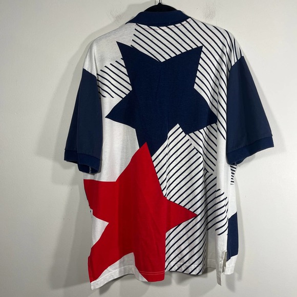 Vintage Sea Palms by Hartwell Red White‎ Blue Star Stripe Polo XL - Picture 3 of 4